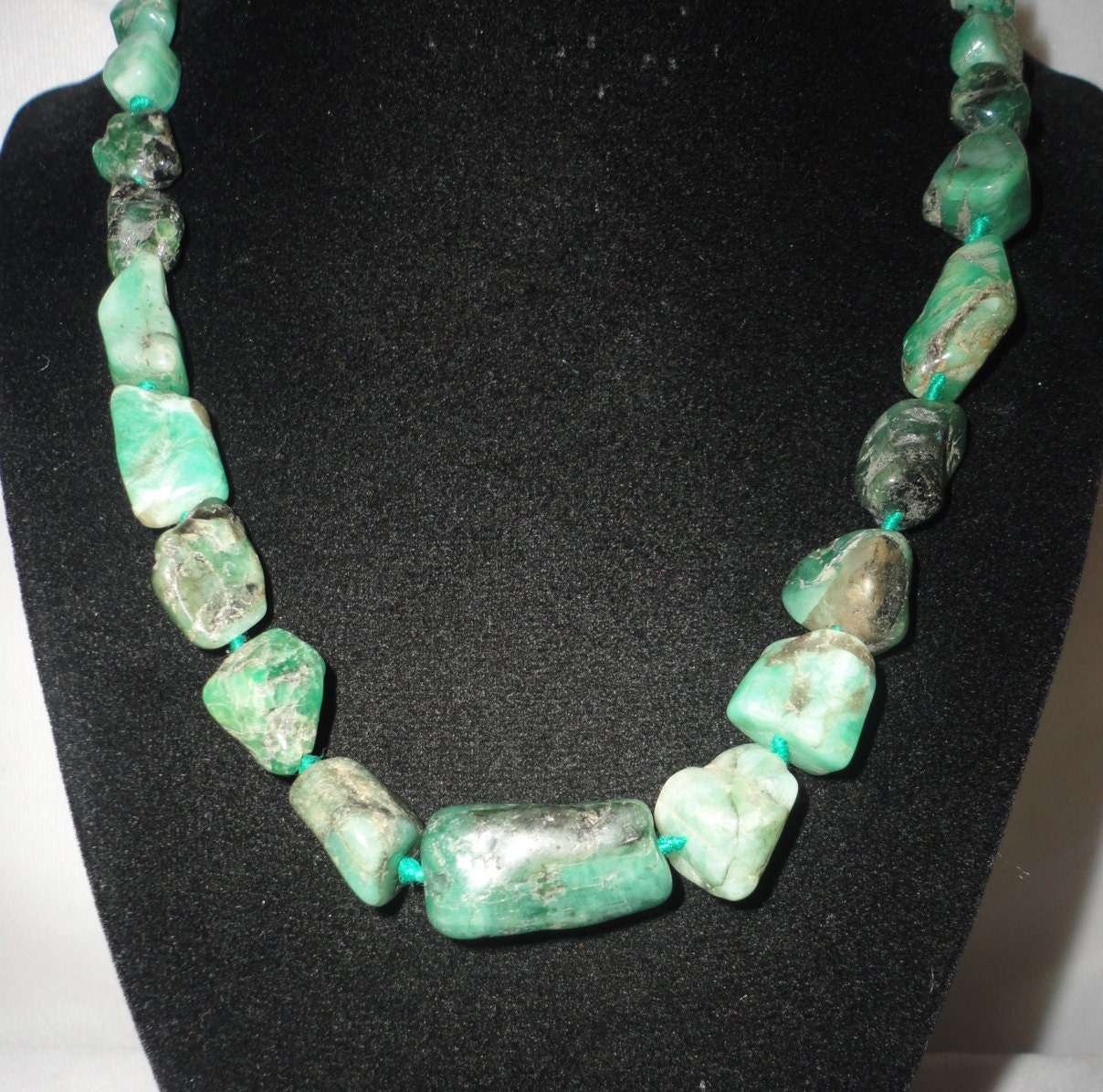 Irresistible Stunning Raw Emerald Necklace 200 Carats.