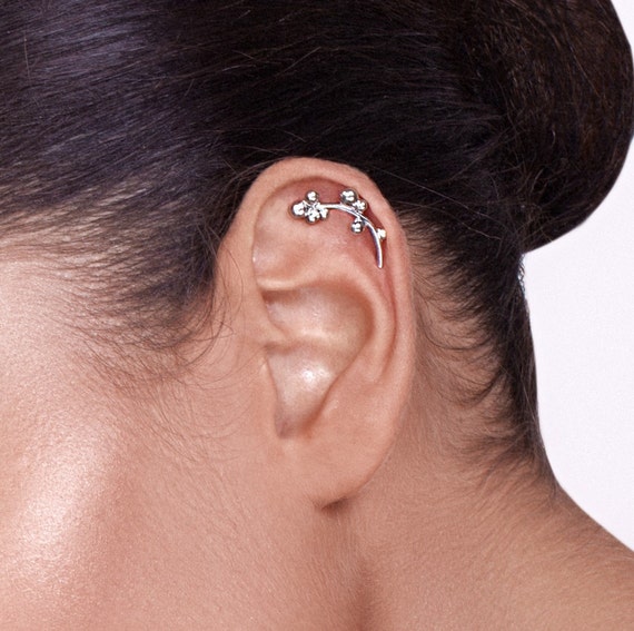 Silver Berries Cartilage Earring silver ear piercing helix