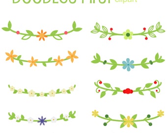 Flower Crowns Digital Clip Art for Scrapbooking Card Making Cupcake Toppers Paper Crafts