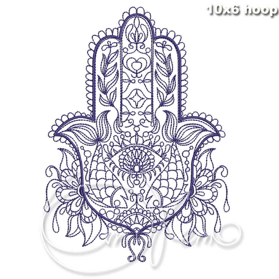 MACHINE EMBROIDERY DESIGN Hamsa embroidery Hamsa hand