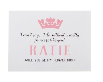 Princess Flower Girl Card ~ Flower Girl Proposal ~ Will You Be My Flower Girl