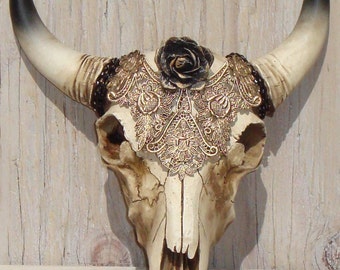 Cow Skull Decor, Southwestern Decor, Faux Taxidermy Head, Western Decor, Cow Skull Wall Art, Longhorn Decor, Boho, Office Wall Art