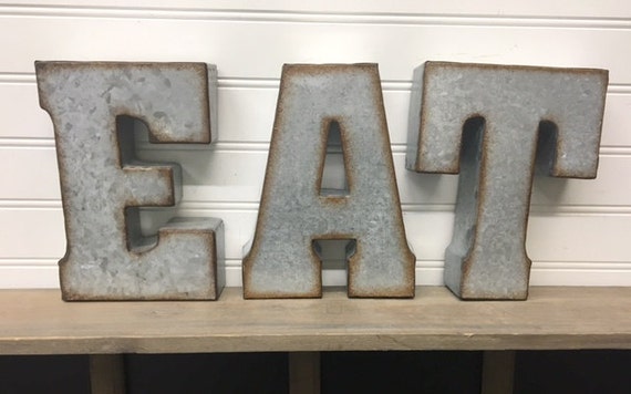 EAT sign/Metal Letters/Wall Decor/Eat/Kitchen by TheShabbyStore