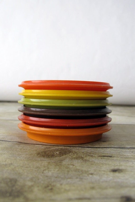 Set of 6 Vintage Tupperware Coasters in All the Mod Colors