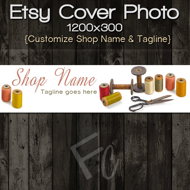 Etsy Shop Cover Photo 1200x300 Premade Sewing DesignVintage