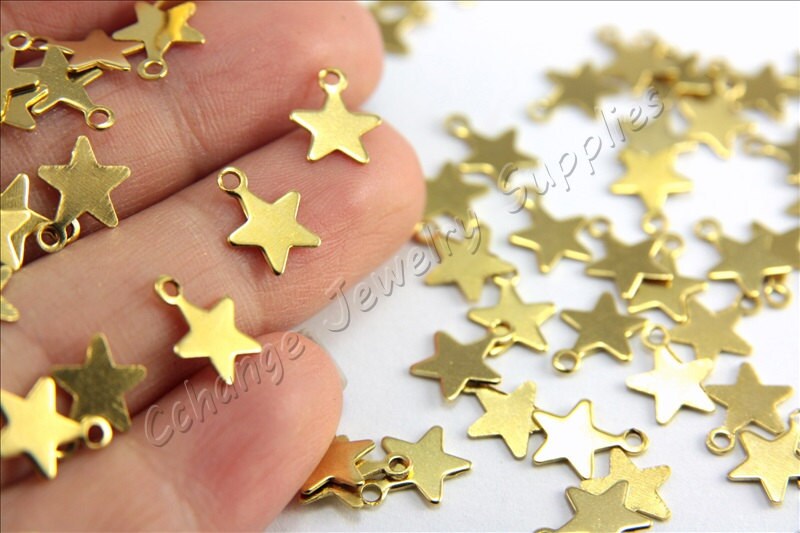 Star Stamping Tags, 50 pcs Raw Brass Stamping Tags, (10mm x 7mm) Raw