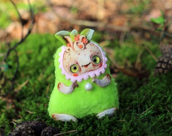 cute ooak doll fantasy plush Mandrake root mandragora kawaii plush toy cute polymer clay toy fantasy stuffed toy art fantasy creature