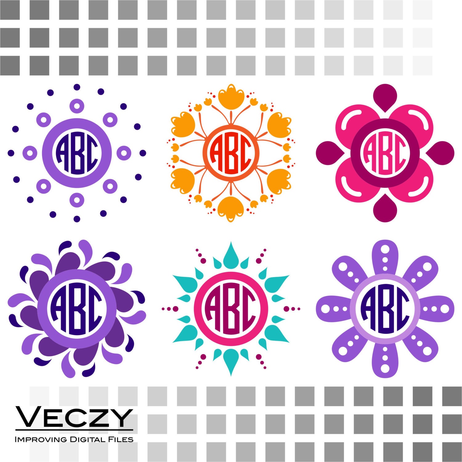 Download Flower Circle Monogram Frames svg files for cricut flower ...