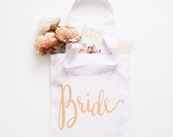 Bridal Party Tote Bags - Bride - Maid of Honor Bridesmaid Wedding Bachelorette Celebration Totes