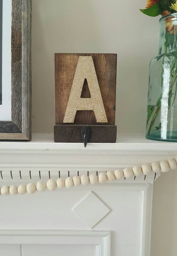 Wood Stocking Holder Rustic Stocking Holder Initial Stocking