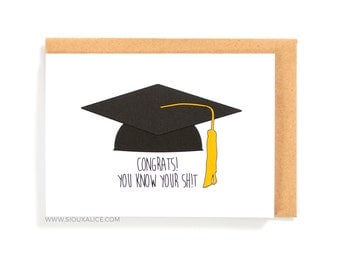 Graduation Card, congratulations on your graduation, funny graduation card, grad, college, university, congrats you passed, clever