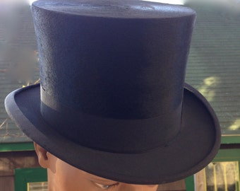Vintage 1930's Men's Beaver Felt TOP HAT /Excellent Condition/ Size 7 1/8