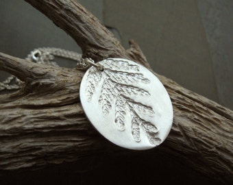 Silver forest foliage necklace / Fall leaf pendant / real plant life jewelry / autumn leaves / one of a kind / artisan handcrafted