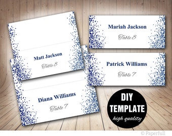 Items similar to Wedding Placecards in Navy,DIY Blue Place cards ...