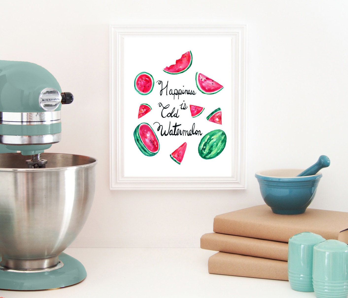 Watercolor Watermelon Melon Print Kitchen Wall Gallery Wall