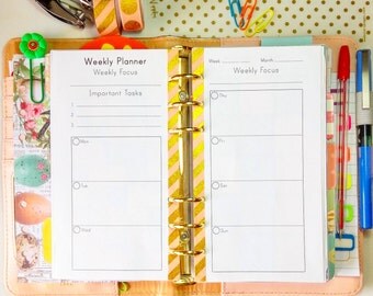 Filofax Personal WEEKLY Planner Pages Personal Size Inserts At A Glance WO2P 3.7 x 6.7 Printable Weekly Agenda Refills Weekly Calendar