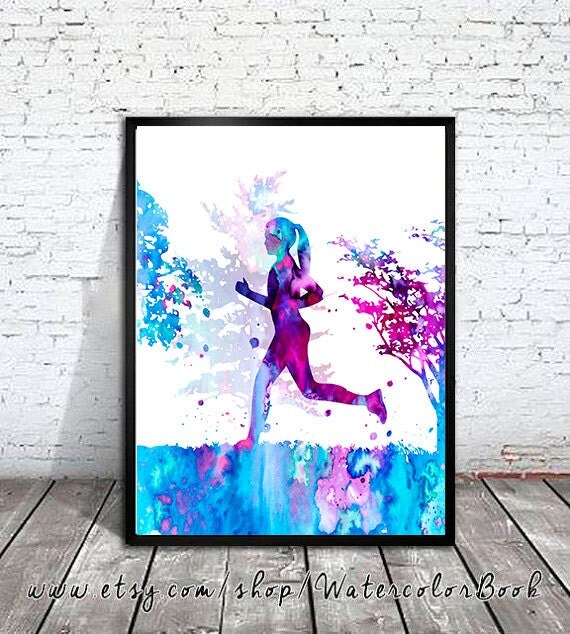Running Watercolor Print Running art Run art watercolor