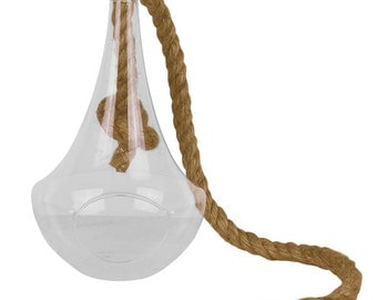 Hanging Terrarium with Rope. H-8 inches, Body-5 inches, Pack of 1 pc (GCH121/08)
