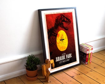 Jurassic Park Poster - Wall Art Print - Amber Crystal - T-Rex - (Available In Many Sizes)