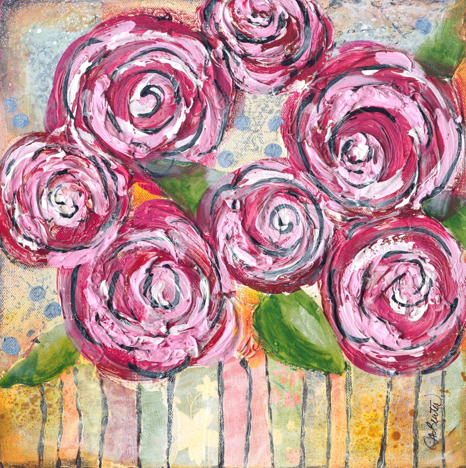 Fiesta Roses 12x12 18x18 and 24x24 Heavy Texture Paper