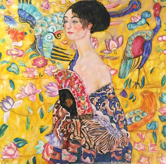 Art Reproduction Klimt Lady with Fan oil on canvas oil