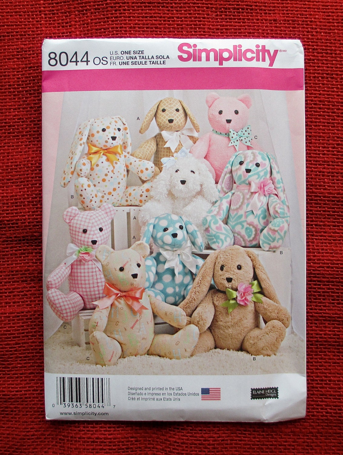 Simplicity Sewing Pattern 8044 Teddy Bear by AlicesSewingCorner