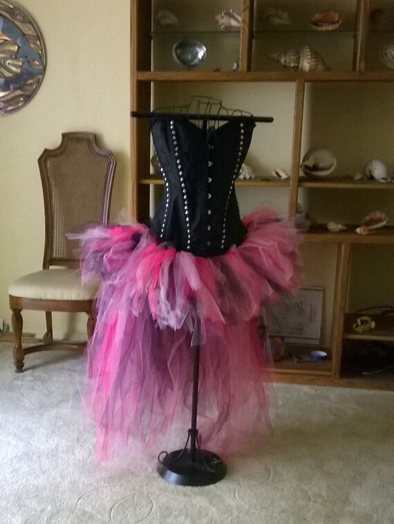 Black studded corset w/pink and black by MyCraftsAreMyPassion