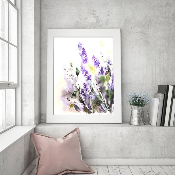 Lavender Fine Art Print Floral Watercolor by CanotStopPrints