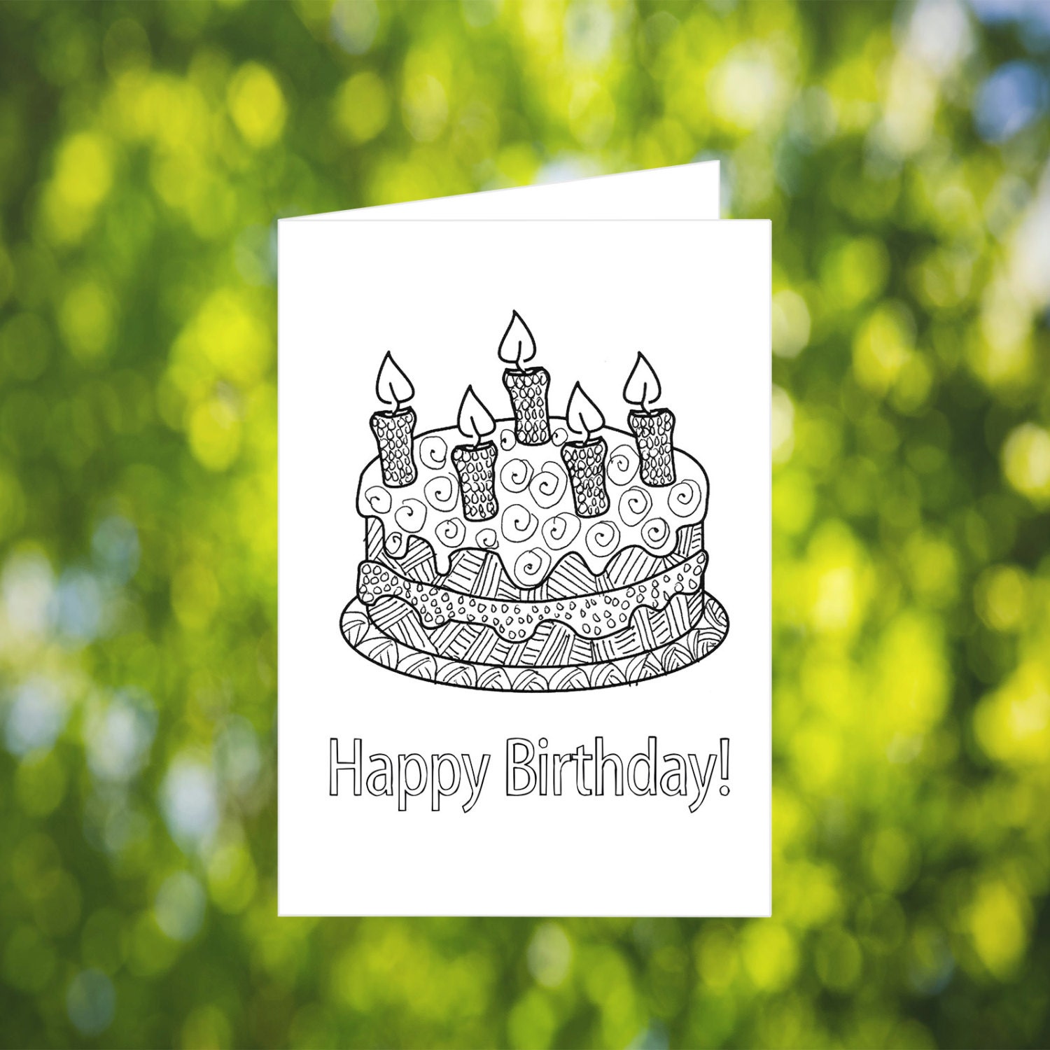 birthday cake coloring card printable coloring birthday card