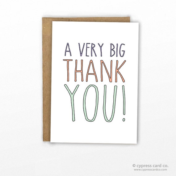 Items similar to Thank You Card ~ A Very Big Thank You! By Cypress Card ...