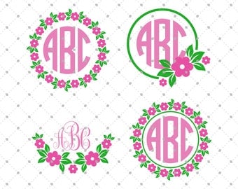 Flower Monogram Frame SVG Cut Files, Flower Wreath svg files for Cricut, cut files for Silhouette and other Vinyl Cutters, svg files #svg