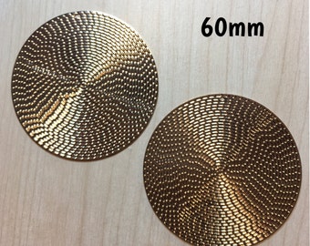 60mm golden textured disc plugs for stretched ears