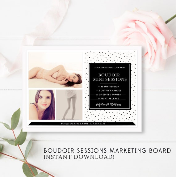 Boudoir Mini Session Marketing Board 5x7 By Bystephaniedesign Boudoir Photography Marketing Templates