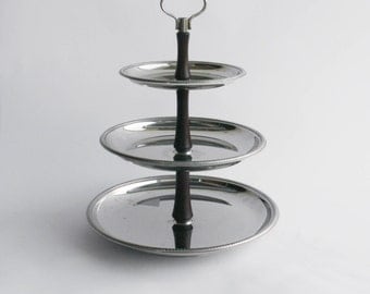 SUPER SALE - Alfra Alessi Vintage mod. Mercurio Rotatable Cake Stand - Stainless Steel - Made in Italy