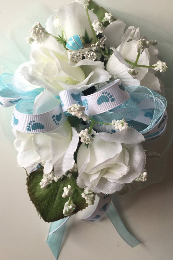 Mommy To Be Corsage For Baby Shower / Pink And Gold Baby Shower Mommy ... White And Baby Blue Corsage