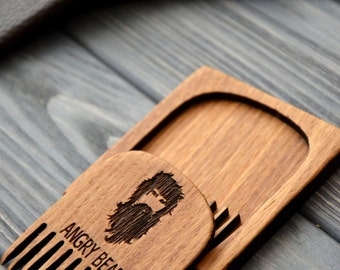 Personalized Beard Comb Custom Engraved Gift for men him Mustache Hair comb Beard kit Christmas Gift for Father Dad Boyfriend