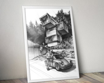 Modern Architecture Sketch house sketch | etsy Modern Architecture Sketch house sketch | etsy