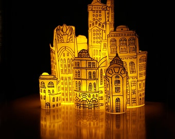 Printable Roaring 20s party decor. Paper home decor. DIY party lights, table decor, Great Gatsby decorations, holiday decor, luminaries
