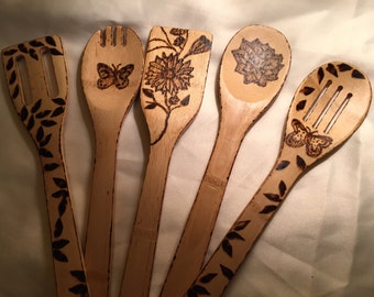 Items similar to 12 Inch Wooden Spoon Set Wrapped in Jute on Etsy