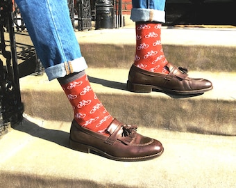 Red bike men socks - "Amsterdam" | men socks | casual socks | cool socks | gift for men | Colourful socks | Gift socks | Vintage socks |