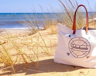 Tote Bag with leather handles