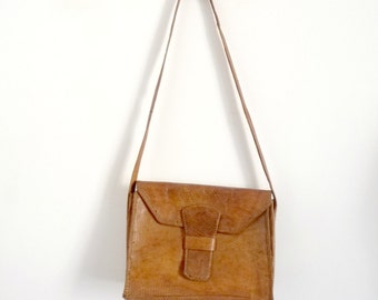Handbag shoulder strap Leather Reptile Brown SAHARA Vintage 70s