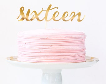 Sweet Sixteen Cake Topper Gold Number Cake Topper Girls 16th Birthday Party Age Cake Topper Pink Gold Party Supplies Gold Foil Decorations