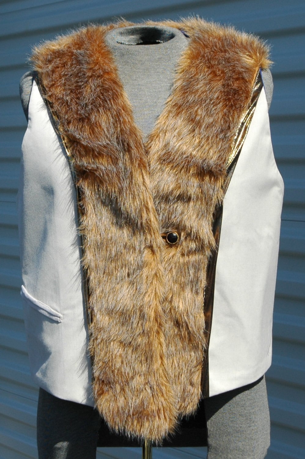 M Mens Faux Fur Festival Vest Desert Fox by OLearStudios on Etsy