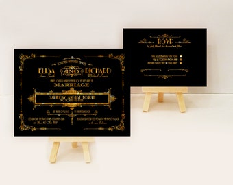 Gatsby wedding invitation sample - Art deco wedding invite sample {Galena Design}