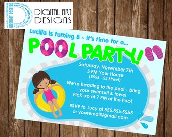 Pool Party Invitation - Pool Party Birthday Invite - Swimming Party - Swimming Birthday - Pool Party Invite - Swimming Birthday Invite