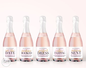 Engagement Gift - Champagne Labels - Wedding Milestone Wine Labels - Engagement Wine Labels, Wedding Planning Wine Labels - Engagement Party