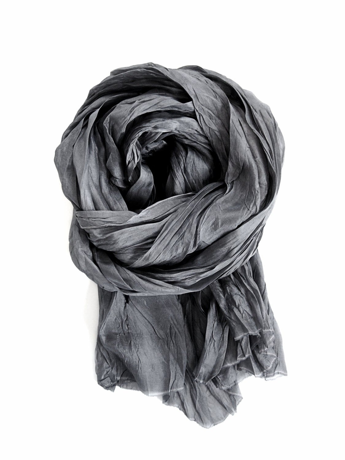 Charcoal Gray Silk Scarf Hand Dyed Gray Scarf Mens