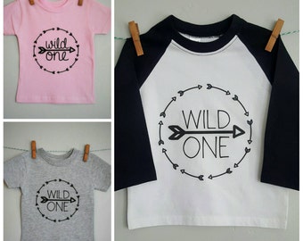 Wild one Shirt, first birthday shirt, boy first birthday, girl first birthday, available in grey or pink