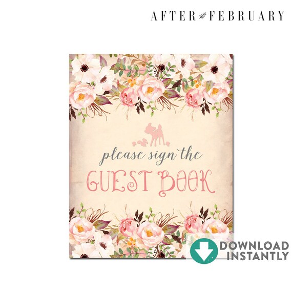Guest Book Sign Printable 8x10 // Floral Baby Shower
